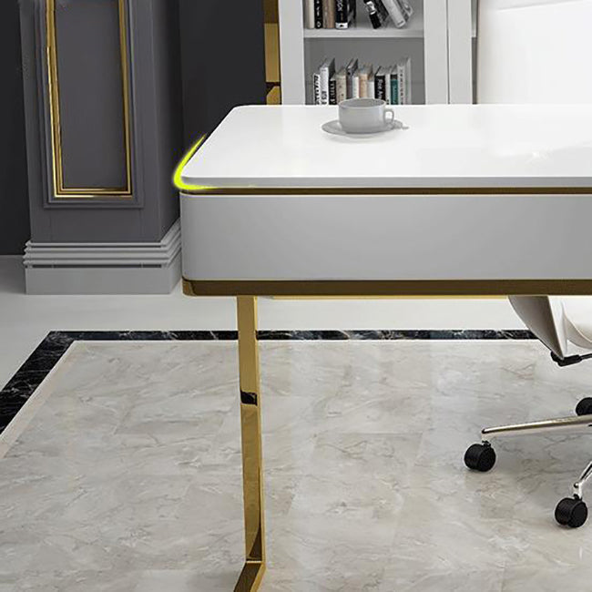 Glam Style Pedestal Writing Desk Curved 1-drawer Office Desk Clearhalo 'furn' 'furn_office_desk' 'Furniture' 'furniture_office_desk' 'Office Desks' 'Office Furniture' 'office_desk' 5056514