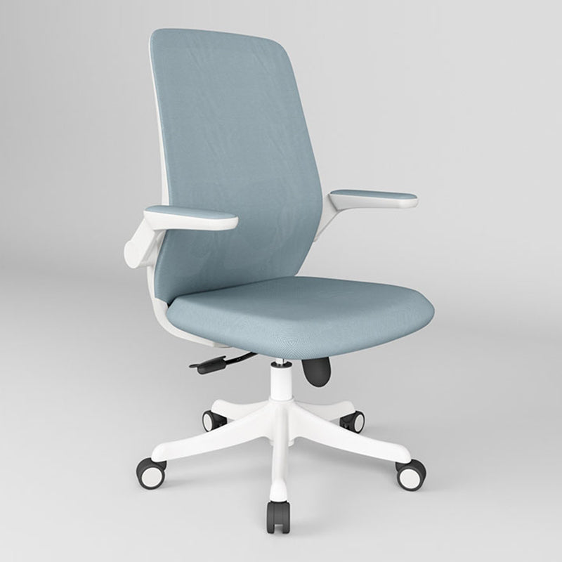 Ergonomic Mid Back Arm Chair Modern Mesh Swivel Office Chair White-Blue Clearhalo 'furn' 'furn_office_chair' 'Furniture' 'furniture_office_chair' 'Office Chairs' 'Office Furniture' 'office_chair' 5056528