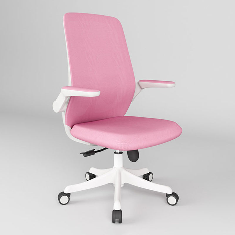 Ergonomic Mid Back Arm Chair Modern Mesh Swivel Office Chair White-Pink Clearhalo 'furn' 'furn_office_chair' 'Furniture' 'furniture_office_chair' 'Office Chairs' 'Office Furniture' 'office_chair' 5056531