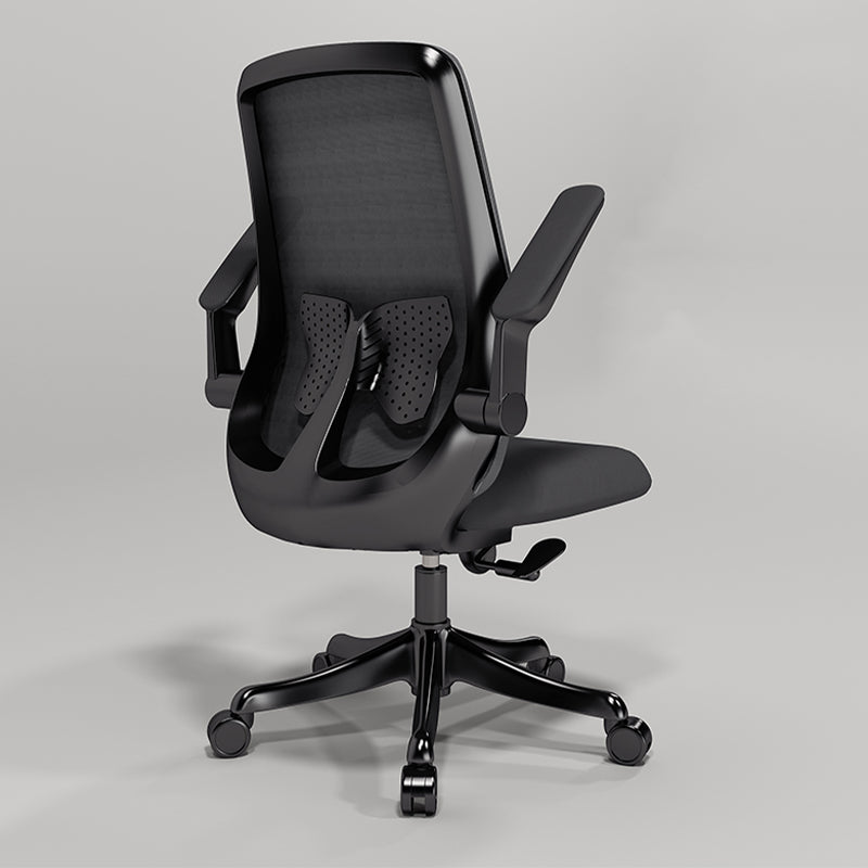 Ergonomic Mid Back Arm Chair Modern Mesh Swivel Office Chair Black Clearhalo 'furn' 'furn_office_chair' 'Furniture' 'furniture_office_chair' 'Office Chairs' 'Office Furniture' 'office_chair' 5056535