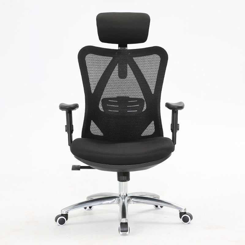 High Back Office Chair With Sponge Seat Fixed/Adjustable Arm Office Chair Matte Black Clearhalo 'furn' 'furn_office_chair' 'Furniture' 'furniture_office_chair' 'Office Chairs' 'Office Furniture' 'office_chair' 5056547