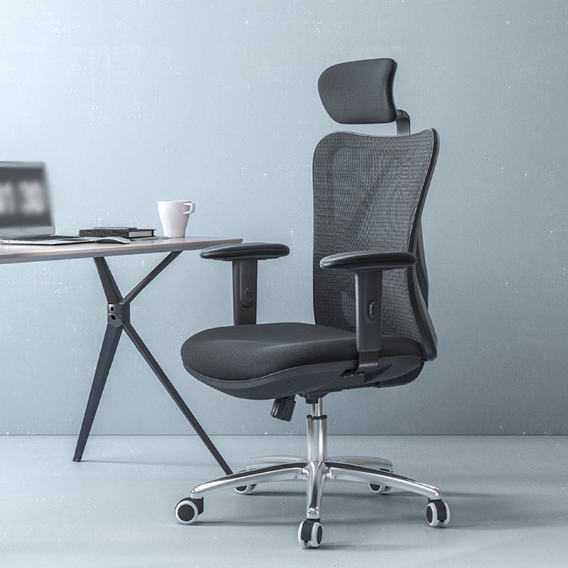 High Back Office Chair With Sponge Seat Fixed/Adjustable Arm Office Chair Gloss Black Clearhalo 'furn' 'furn_office_chair' 'Furniture' 'furniture_office_chair' 'Office Chairs' 'Office Furniture' 'office_chair' 5056549