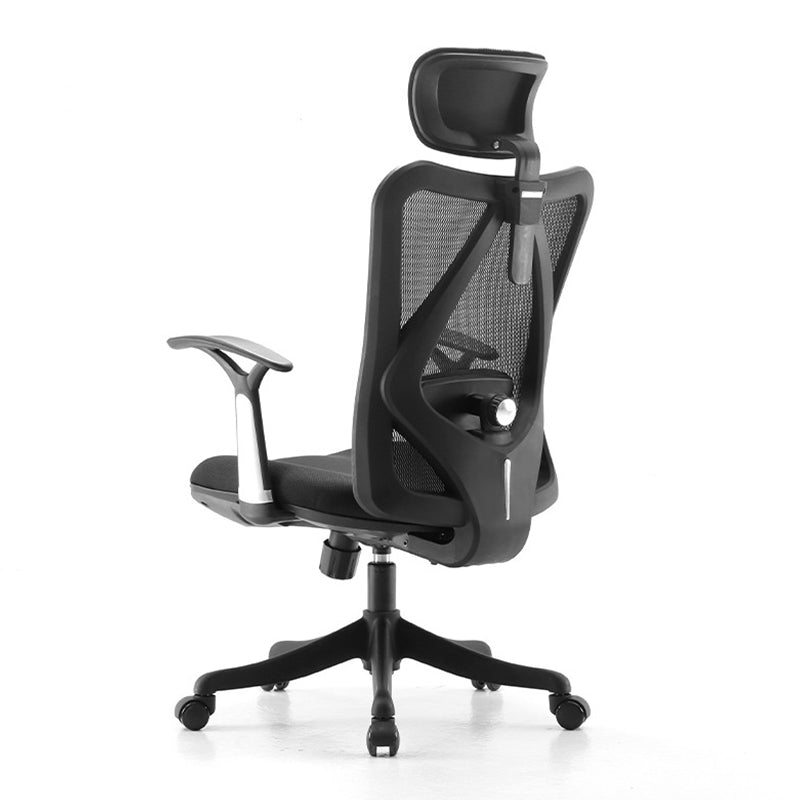 High Back Office Chair With Sponge Seat Fixed/Adjustable Arm Office Chair Textured Black Clearhalo 'furn' 'furn_office_chair' 'Furniture' 'furniture_office_chair' 'Office Chairs' 'Office Furniture' 'office_chair' 5056551