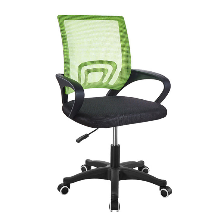 Middle Back Office Chair Fixed Arm Office Chair with Gauze Sponge Cushion Green Swivel Chairs 1 Piece Clearhalo 'furn' 'furn_office_chair' 'Furniture' 'furniture_office_chair' 'Office Chairs' 'Office Furniture' 'office_chair' 5056583