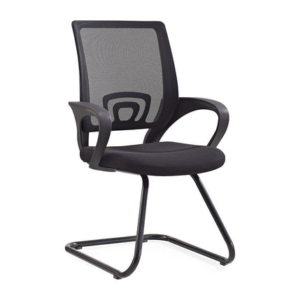 Middle Back Office Chair Fixed Arm Office Chair with Gauze Sponge Cushion Black C-Shape 1 Piece Clearhalo 'furn' 'furn_office_chair' 'Furniture' 'furniture_office_chair' 'Office Chairs' 'Office Furniture' 'office_chair' 5056589