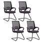 Middle Back Office Chair Fixed Arm Office Chair with Gauze Sponge Cushion Black C-Shape 4 Piece Set Clearhalo 'furn' 'furn_office_chair' 'Furniture' 'furniture_office_chair' 'Office Chairs' 'Office Furniture' 'office_chair' 5056593