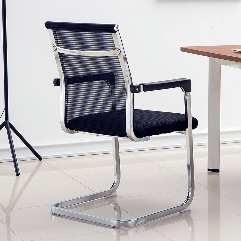 Medium/High Back Office Chair Metal Leg Mesh Back Sponge Cushion Office Chair Black Mid-Back (14-22 in.) Clearhalo 'furn' 'furn_office_chair' 'Furniture' 'furniture_office_chair' 'Office Chairs' 'Office Furniture' 'office_chair' 5056598