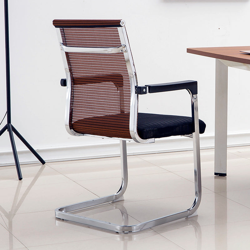 Medium/High Back Office Chair Metal Leg Mesh Back Sponge Cushion Office Chair Orange Mid-Back (14-22 in.) Clearhalo 'furn' 'furn_office_chair' 'Furniture' 'furniture_office_chair' 'Office Chairs' 'Office Furniture' 'office_chair' 5056623