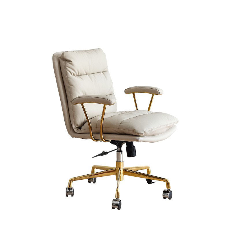 Leather Managers Chair Swivel Ergonomic Executive Chair for Office Cream Clearhalo 'furn' 'furn_office_chair' 'Furniture' 'furniture_office_chair' 'Office Chairs' 'Office Furniture' 'office_chair' 5056637
