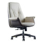 Contemporary Managers Chair Wheels Fixed Arms Tilt Mechanism Executive Chair Off-White Genuine Leather Mid-Back (14-22 in.) Clearhalo 'furn' 'furn_office_chair' 'Furniture' 'furniture_office_chair' 'Office Chairs' 'Office Furniture' 'office_chair' 5056675