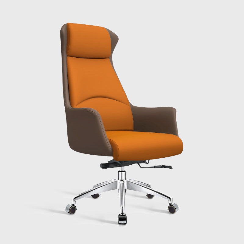 Modern & Contemporary Executive Chair Fixed Arms Ergonomic Managers Chair Brown Casters High-Back (Over 22 in.) Clearhalo 'furn' 'furn_office_chair' 'Furniture' 'furniture_office_chair' 'Office Chairs' 'Office Furniture' 'office_chair' 5056682