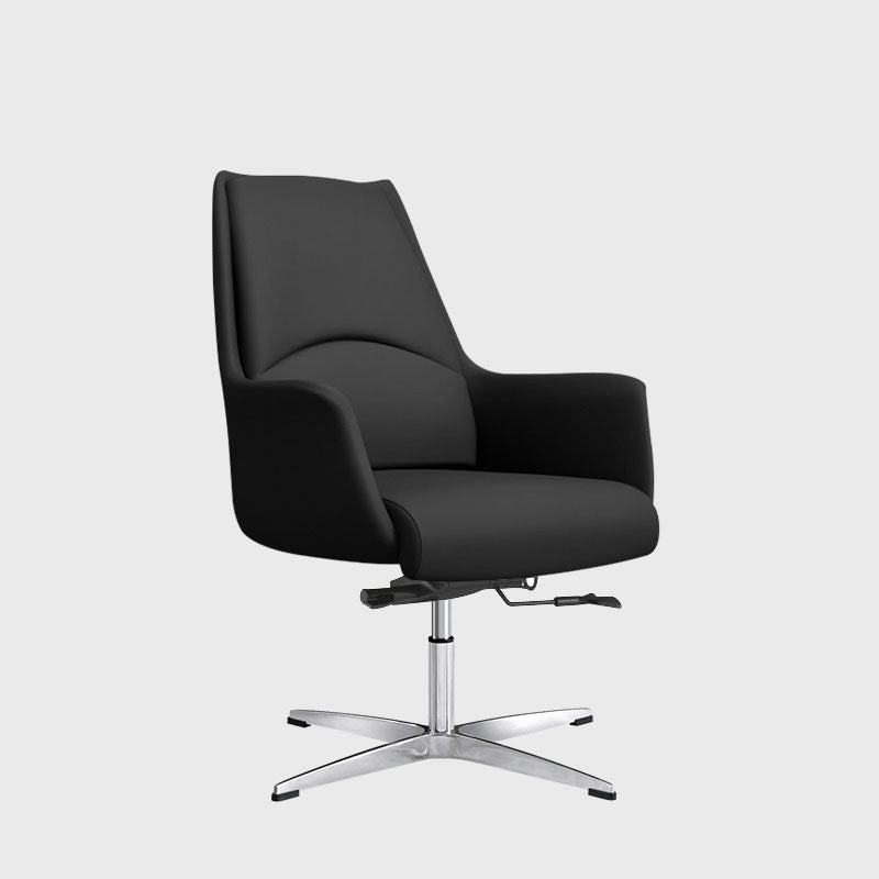 Modern & Contemporary Executive Chair Fixed Arms Ergonomic Managers Chair Black Without Casters Mid-Back (14-22 in.) Clearhalo 'furn' 'furn_office_chair' 'Furniture' 'furniture_office_chair' 'Office Chairs' 'Office Furniture' 'office_chair' 5056687
