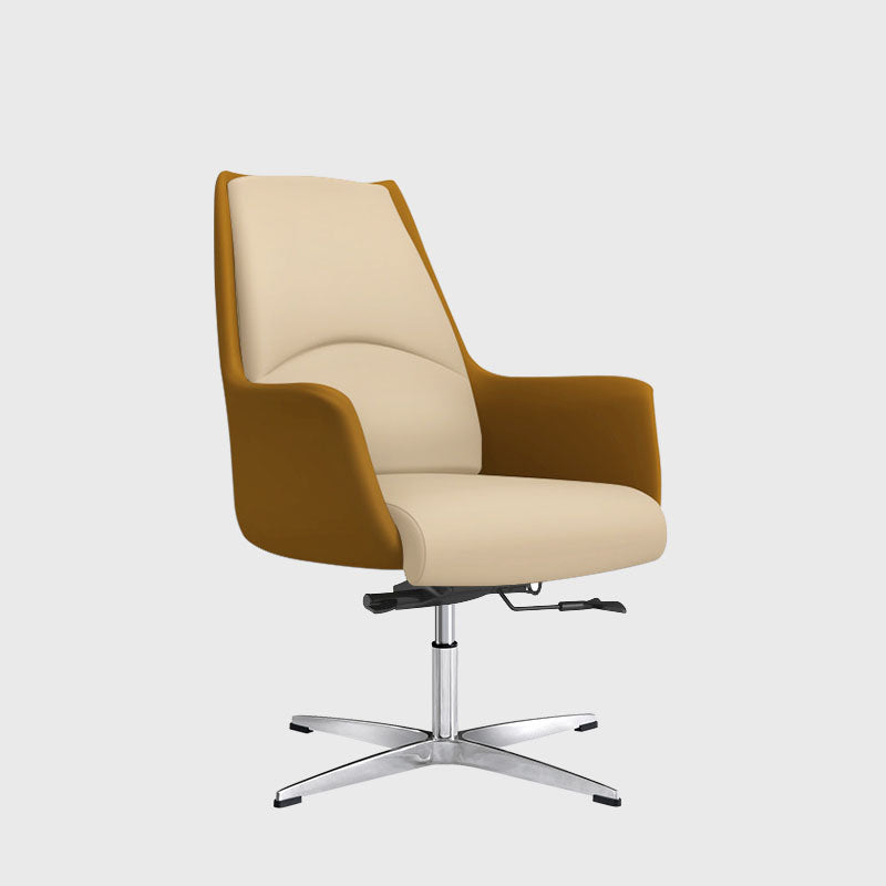 Modern & Contemporary Executive Chair Fixed Arms Ergonomic Managers Chair Off-White Without Casters Mid-Back (14-22 in.) Clearhalo 'furn' 'furn_office_chair' 'Furniture' 'furniture_office_chair' 'Office Chairs' 'Office Furniture' 'office_chair' 5056690
