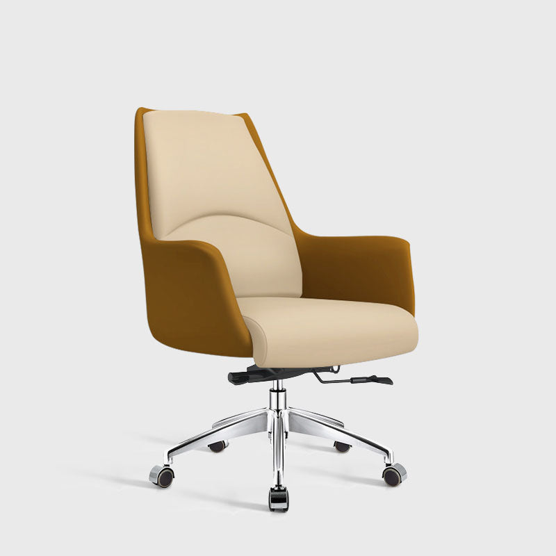 Modern & Contemporary Executive Chair Fixed Arms Ergonomic Managers Chair Off-White Casters Mid-Back (14-22 in.) Clearhalo 'furn' 'furn_office_chair' 'Furniture' 'furniture_office_chair' 'Office Chairs' 'Office Furniture' 'office_chair' 5056705