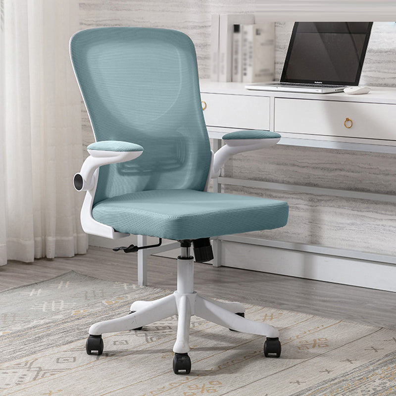 Contemporary Four-Tone Color Chair Adjustable Arms Mesh Office Desk Chair White-Blue Without Headrest Clearhalo 'furn' 'furn_office_chair' 'Furniture' 'furniture_office_chair' 'Office Chairs' 'Office Furniture' 'office_chair' 5056721