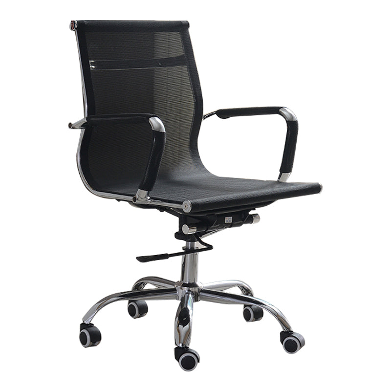 Modern & Contemporary Black Office Chair Fixed Arms Mesh Office Chair 1 Piece Mid-Back (14-22 in.) Casters Included Clearhalo 'furn' 'furn_office_chair' 'Furniture' 'furniture_office_chair' 'Office Chairs' 'Office Furniture' 'office_chair' 5056738