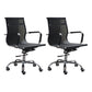 Modern & Contemporary Black Office Chair Fixed Arms Mesh Office Chair 2 Piece Set Mid-Back (14-22 in.) Casters Included Clearhalo 'furn' 'furn_office_chair' 'Furniture' 'furniture_office_chair' 'Office Chairs' 'Office Furniture' 'office_chair' 5056739