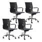 Modern & Contemporary Black Office Chair Fixed Arms Mesh Office Chair 4 Piece Set Mid-Back (14-22 in.) Casters Included Clearhalo 'furn' 'furn_office_chair' 'Furniture' 'furniture_office_chair' 'Office Chairs' 'Office Furniture' 'office_chair' 5056742
