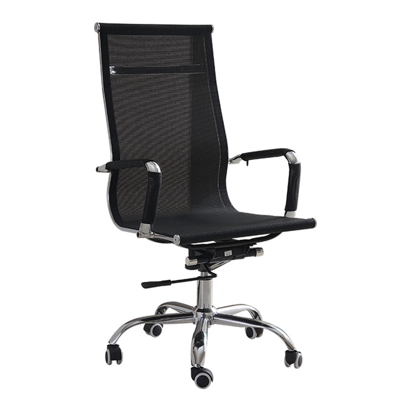 Modern & Contemporary Black Office Chair Fixed Arms Mesh Office Chair 1 Piece High-Back (Over 22 in.) Casters Included Clearhalo 'furn' 'furn_office_chair' 'Furniture' 'furniture_office_chair' 'Office Chairs' 'Office Furniture' 'office_chair' 5056746