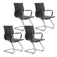 Modern & Contemporary Black Office Chair Fixed Arms Mesh Office Chair 4 Piece Set Mid-Back (14-22 in.) Casters Not Included Clearhalo 'furn' 'furn_office_chair' 'Furniture' 'furniture_office_chair' 'Office Chairs' 'Office Furniture' 'office_chair' 5056747