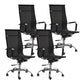 Modern & Contemporary Black Office Chair Fixed Arms Mesh Office Chair 4 Piece Set High-Back (Over 22 in.) Casters Included Clearhalo 'furn' 'furn_office_chair' 'Furniture' 'furniture_office_chair' 'Office Chairs' 'Office Furniture' 'office_chair' 5056751