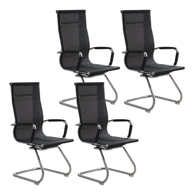Modern & Contemporary Black Office Chair Fixed Arms Mesh Office Chair 4 Piece Set High-Back (Over 22 in.) Casters Not Included Clearhalo 'furn' 'furn_office_chair' 'Furniture' 'furniture_office_chair' 'Office Chairs' 'Office Furniture' 'office_chair' 5056755