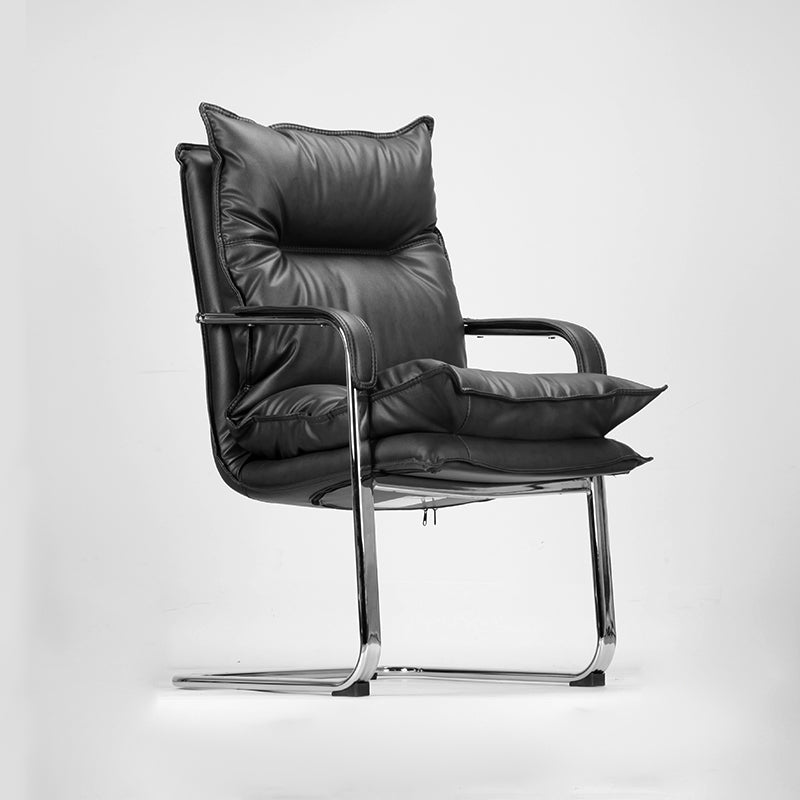 Silver Aluminium Modern Desk Chair with High Back Conference Chair Black Faux Fur Clearhalo 'furn' 'furn_office_chair' 'Furniture' 'furniture_office_chair' 'Office Chairs' 'Office Furniture' 'office_chair' 5057554