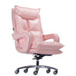 Silver Aluminium Modern Desk Chair with High Back Conference Chair Nude Pink Leather Clearhalo 'furn' 'furn_office_chair' 'Furniture' 'furniture_office_chair' 'Office Chairs' 'Office Furniture' 'office_chair' 5057566