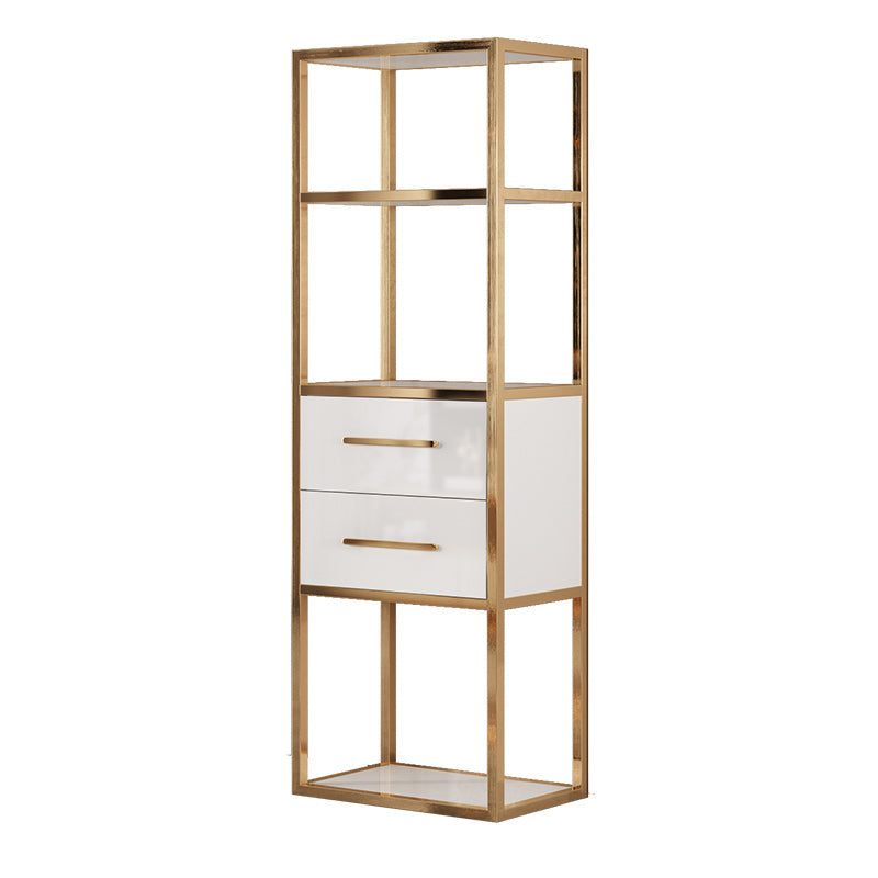 Glam Style Bookshelf Open Back Bookcase for Home Office and Study Room 23.6"L x 11.8"W x 70.9"H Gold Clearhalo 'Bookcases' 'furn' 'furn_bookcases' 'Furniture' 'furniture_bookcases' 'Office Furniture' 5057581