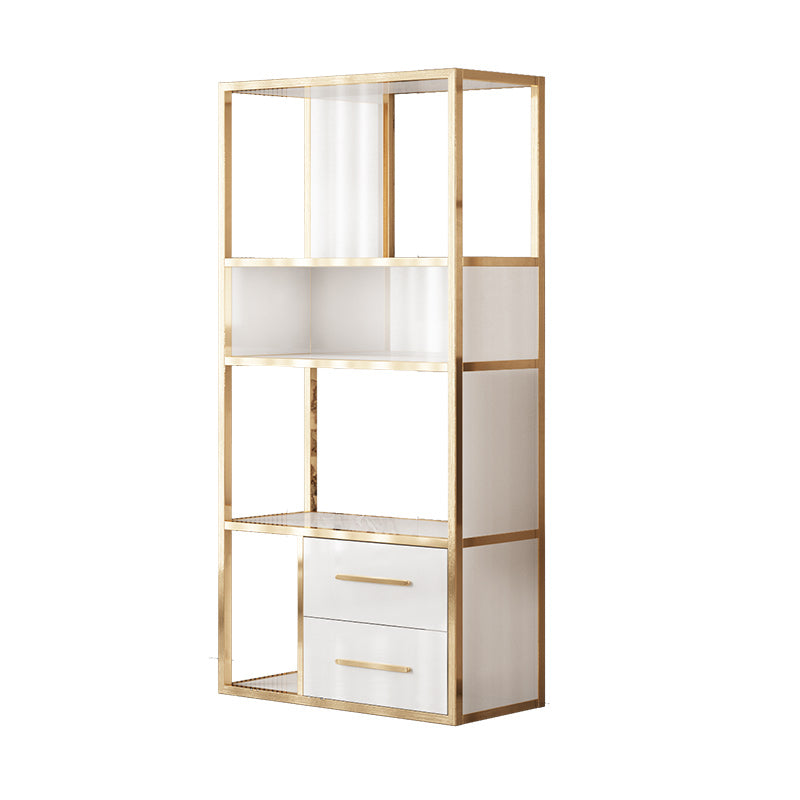 Glam Style Bookshelf Open Back Bookcase for Home Office and Study Room 35.4"L x 11.8"W x 70.9"H Gold Clearhalo 'Bookcases' 'furn' 'furn_bookcases' 'Furniture' 'furniture_bookcases' 'Office Furniture' 5057582