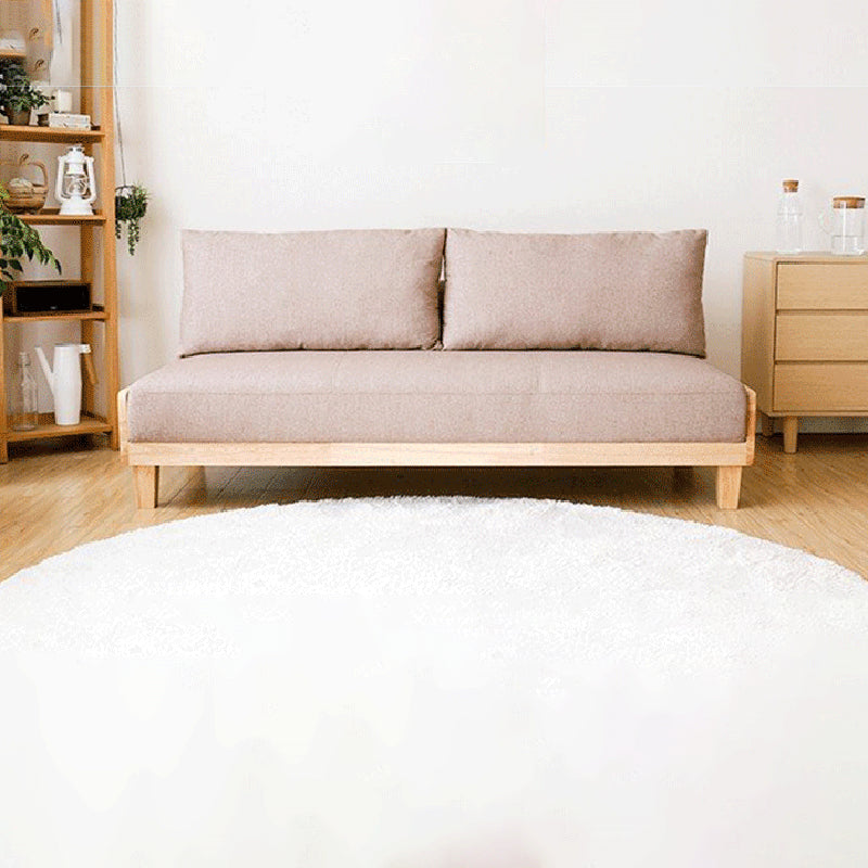 Linen Modern Armless Sofa Wooden Sleeper Sofa for Living Room, Apartment 74"L x 35"W x 31.5"H Khaki Clearhalo 'furn' 'furn_sofas' 'Furniture' 'furniture_sofas' 'Living Room Furniture' 'Sofa' 'sofas' 5057619