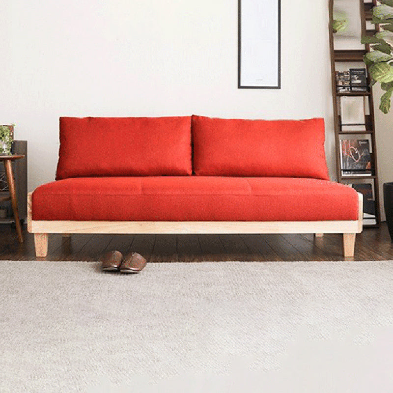 Linen Modern Armless Sofa Wooden Sleeper Sofa for Living Room, Apartment 74"L x 35"W x 31.5"H Red Clearhalo 'furn' 'furn_sofas' 'Furniture' 'furniture_sofas' 'Living Room Furniture' 'Sofa' 'sofas' 5057621
