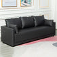 Standard Square Arm Sofa 25.59" D x 27.55" H Sofa for Living Room Black PU（Polyurethane） Clearhalo 'furn' 'furn_sofas' 'Furniture' 'furniture_sofas' 'Living Room Furniture' 'Sofa' 'sofas' 5057637