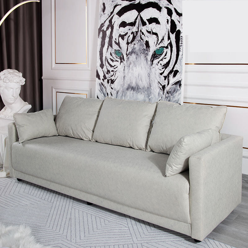 Standard Square Arm Sofa 25.59" D x 27.55" H Sofa for Living Room Off-White Faux Leather Clearhalo 'furn' 'furn_sofas' 'Furniture' 'furniture_sofas' 'Living Room Furniture' 'Sofa' 'sofas' 5057646