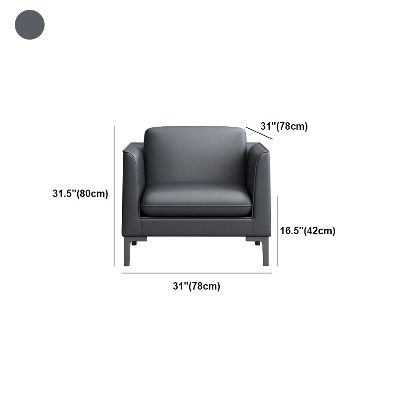 Glam Black Cushions Square Arm Genuine Leather Stationary Sofa Clearhalo 'furn' 'furn_sofas' 'Furniture' 'furniture_sofas' 'Living Room Furniture' 'Sofa' 'sofas' 5057666