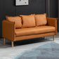 3 Seater 26.3"H Faux Leather Square Arm Sofa for Living Room Orange Clearhalo 'furn' 'furn_sofas' 'Furniture' 'furniture_sofas' 'Living Room Furniture' 'Sofa' 'sofas' 5057668
