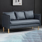 3 Seater 26.3"H Faux Leather Square Arm Sofa for Living Room Dark Gray Clearhalo 'furn' 'furn_sofas' 'Furniture' 'furniture_sofas' 'Living Room Furniture' 'Sofa' 'sofas' 5057669
