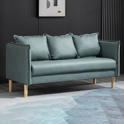 3 Seater 26.3"H Faux Leather Square Arm Sofa for Living Room Blue Clearhalo 'furn' 'furn_sofas' 'Furniture' 'furniture_sofas' 'Living Room Furniture' 'Sofa' 'sofas' 5057671