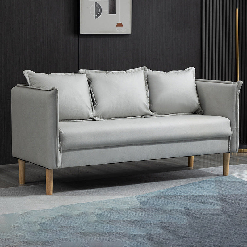 3 Seater 26.3"H Faux Leather Square Arm Sofa for Living Room Smoke Gray Clearhalo 'furn' 'furn_sofas' 'Furniture' 'furniture_sofas' 'Living Room Furniture' 'Sofa' 'sofas' 5057672