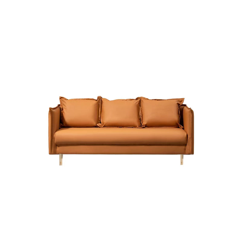3 Seater 26.3"H Faux Leather Square Arm Sofa for Living Room Clearhalo 'furn' 'furn_sofas' 'Furniture' 'furniture_sofas' 'Living Room Furniture' 'Sofa' 'sofas' 5057673