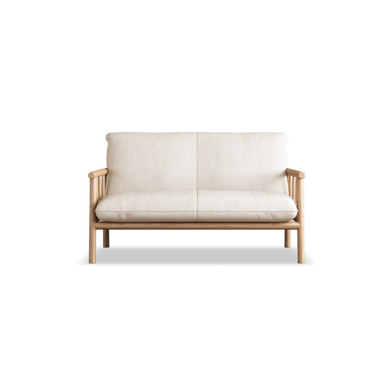 Linen Contemporary Square Arm Sofa Wooden Standard Sofa for Living Room, Apartment 47''L x29"W x 30"H Natural Wood Clearhalo 'furn' 'furn_sofas' 'Furniture' 'furniture_sofas' 'Living Room Furniture' 'Sofa' 'sofas' 5057680