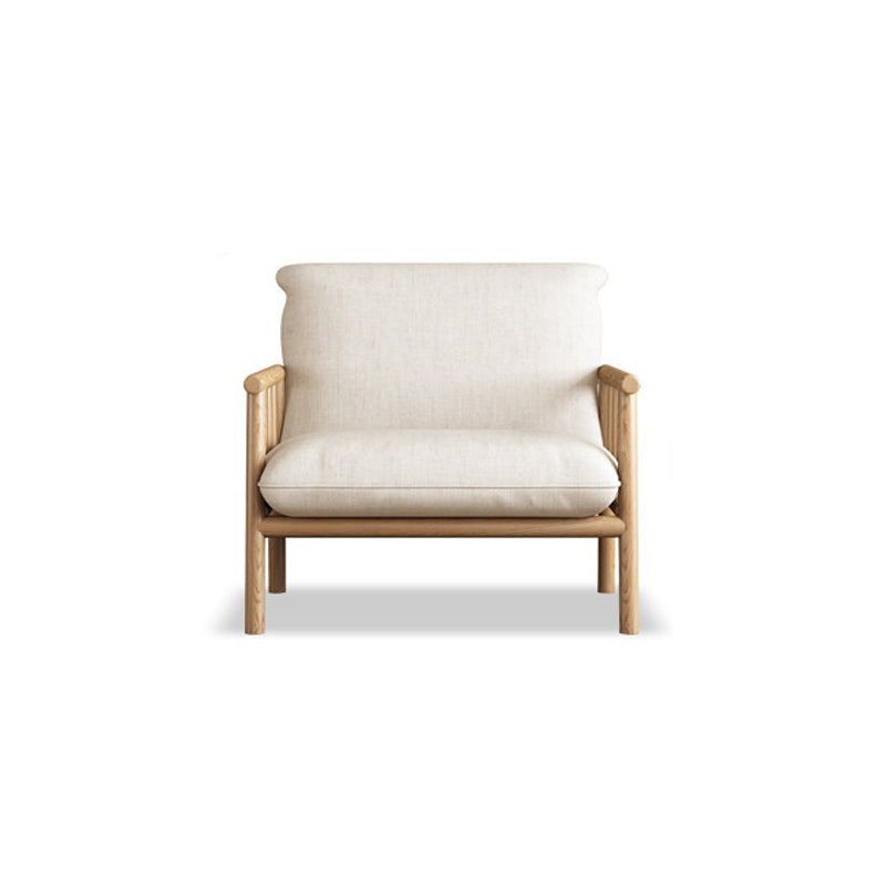 Linen Contemporary Square Arm Sofa Wooden Standard Sofa for Living Room, Apartment 24''L x29"W x 30"H Natural Wood Clearhalo 'furn' 'furn_sofas' 'Furniture' 'furniture_sofas' 'Living Room Furniture' 'Sofa' 'sofas' 5057681