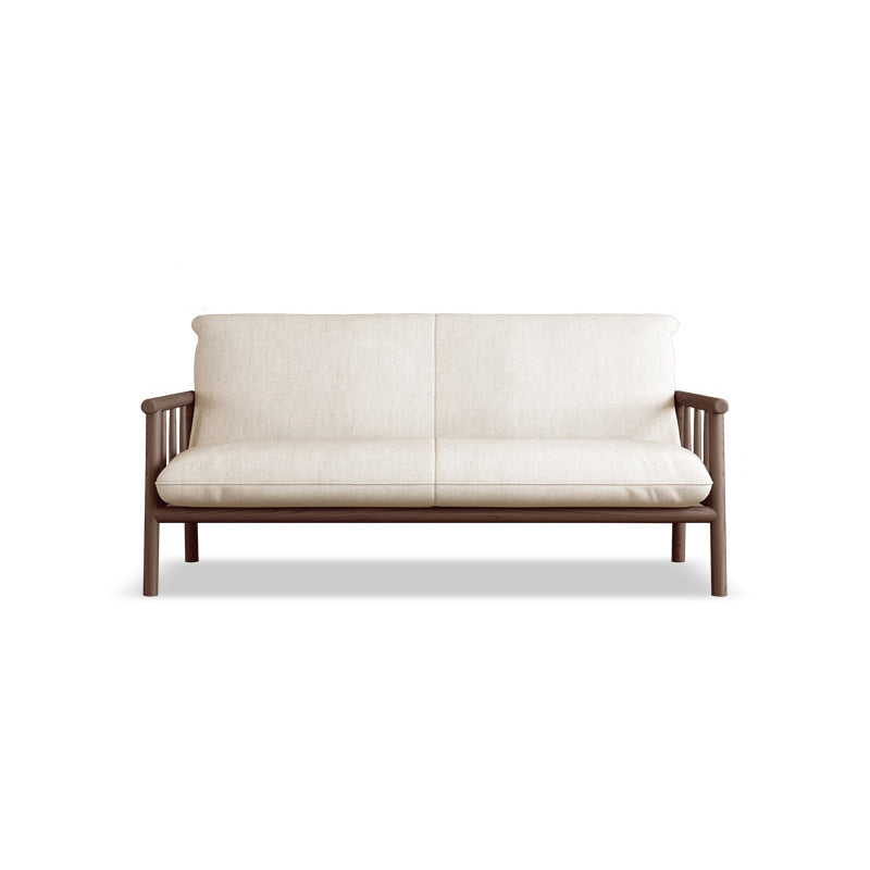 Linen Contemporary Square Arm Sofa Wooden Standard Sofa for Living Room, Apartment 59.1"L x 28.7"W x 30.3"H Walnut Clearhalo 'furn' 'furn_sofas' 'Furniture' 'furniture_sofas' 'Living Room Furniture' 'Sofa' 'sofas' 5057683