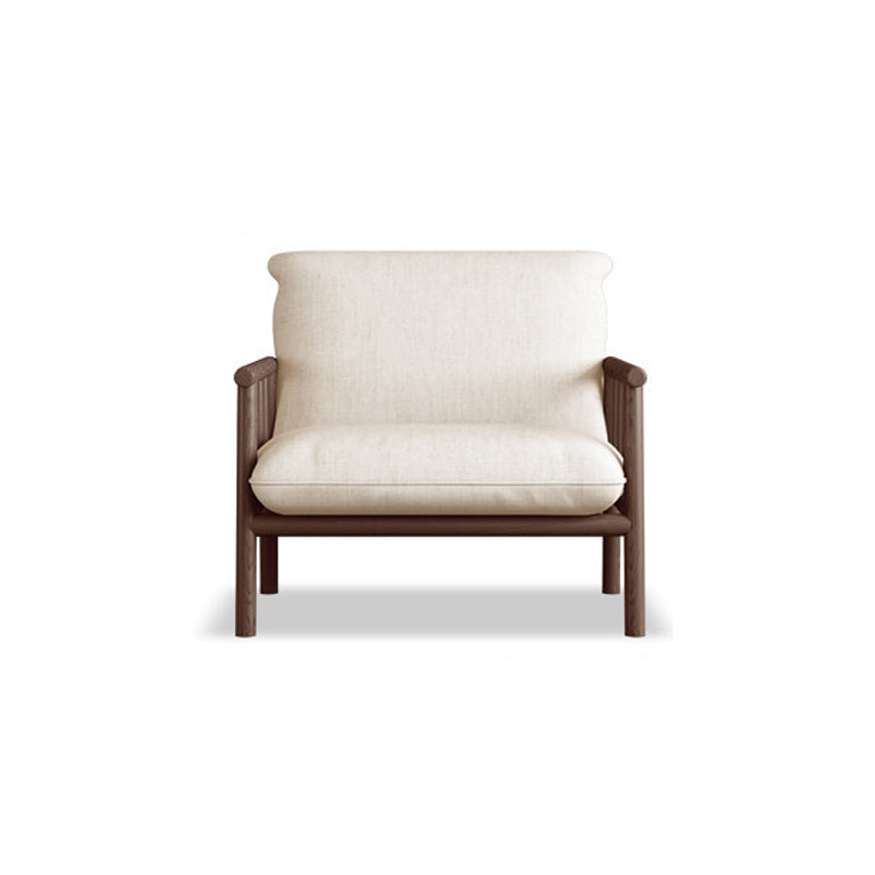 Linen Contemporary Square Arm Sofa Wooden Standard Sofa for Living Room, Apartment 24''L x29"W x 30"H Walnut Clearhalo 'furn' 'furn_sofas' 'Furniture' 'furniture_sofas' 'Living Room Furniture' 'Sofa' 'sofas' 5057687