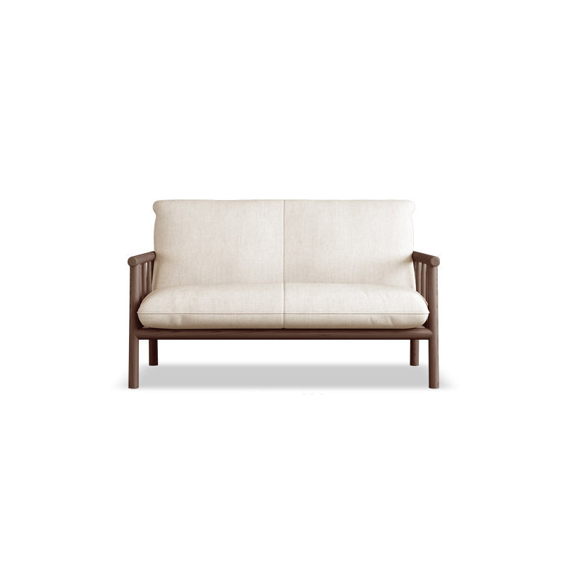 Linen Contemporary Square Arm Sofa Wooden Standard Sofa for Living Room, Apartment 47''L x29"W x 30"H Walnut Clearhalo 'furn' 'furn_sofas' 'Furniture' 'furniture_sofas' 'Living Room Furniture' 'Sofa' 'sofas' 5057688