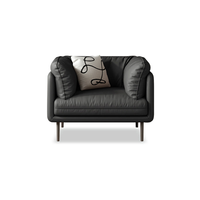 Glam Cushions Standard Pillow Top Arm Stationary Settee for Living Room 43"L x 39"W x 31.5"H Black Clearhalo 'furn' 'furn_sofas' 'Furniture' 'furniture_sofas' 'Living Room Furniture' 'Sofa' 'sofas' 5057698