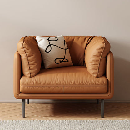 Glam Cushions Standard Pillow Top Arm Stationary Settee for Living Room 43"L x 39"W x 31.5"H Brown Clearhalo 'furn' 'furn_sofas' 'Furniture' 'furniture_sofas' 'Living Room Furniture' 'Sofa' 'sofas' 5057701