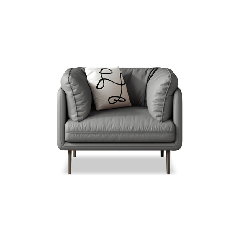 Glam Cushions Standard Pillow Top Arm Stationary Settee for Living Room 43"L x 39"W x 31.5"H Grey Clearhalo 'furn' 'furn_sofas' 'Furniture' 'furniture_sofas' 'Living Room Furniture' 'Sofa' 'sofas' 5057703
