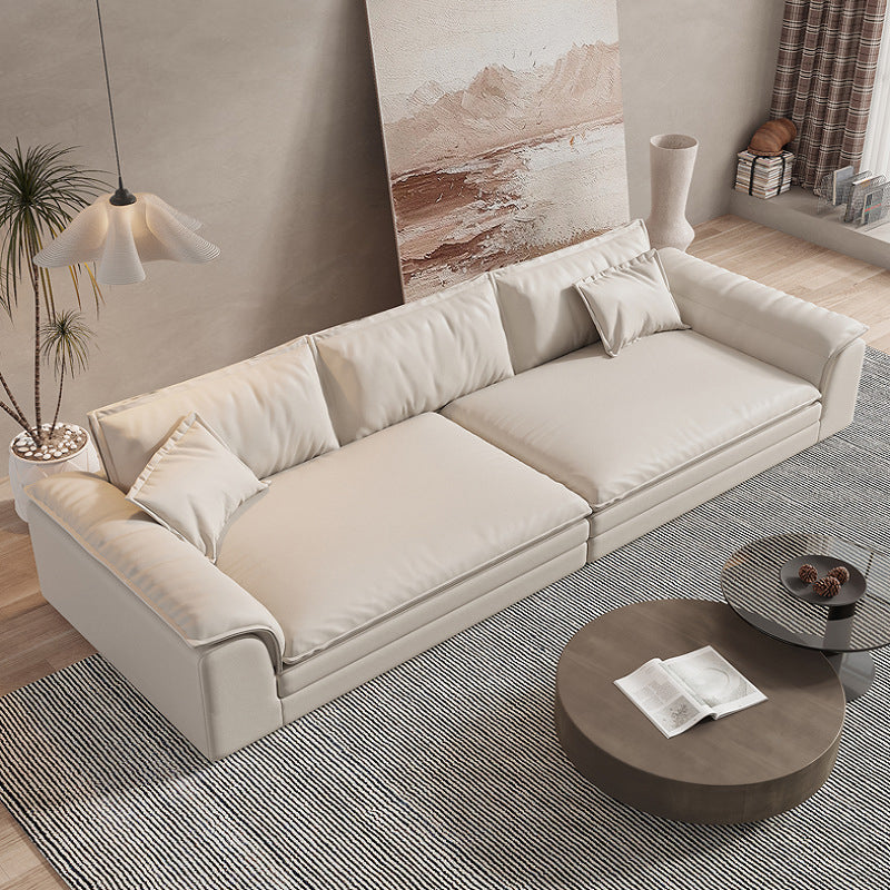 Nordic Sectional Latex Upholstery Filled Leather/flannelette Beige Sofa Clearhalo 'furn' 'furn_sectionals' 'Furniture' 'furniture_sectionals' 'Living Room Furniture' 'Sectionals' 5057714