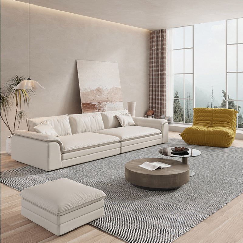 Nordic Sectional Latex Upholstery Filled Leather/flannelette Beige Sofa Clearhalo 'furn' 'furn_sectionals' 'Furniture' 'furniture_sectionals' 'Living Room Furniture' 'Sectionals' 5057716